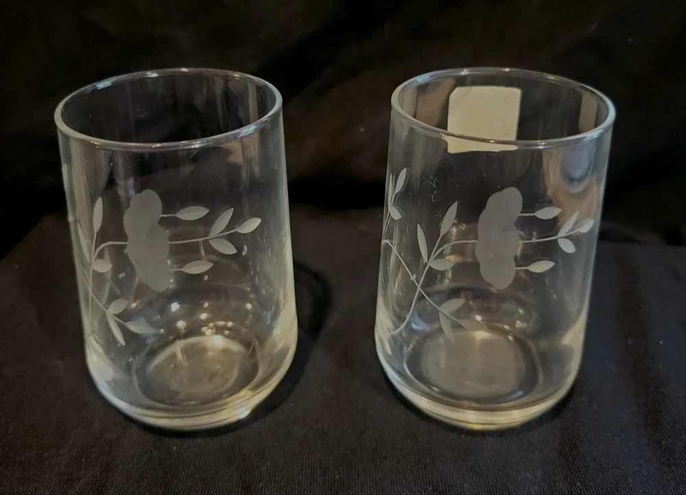 Set of 2 Princess House VTG Etched Heritage Crystal Juice Glasses 3